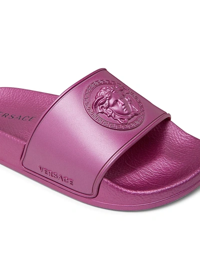 Shop Versace Little Girl's & Girl's Embossed Slide Sandals In Pink