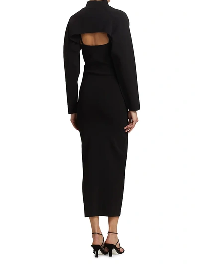 Shop Nanushka Noa Optional Sleeves Midi-dress In Black