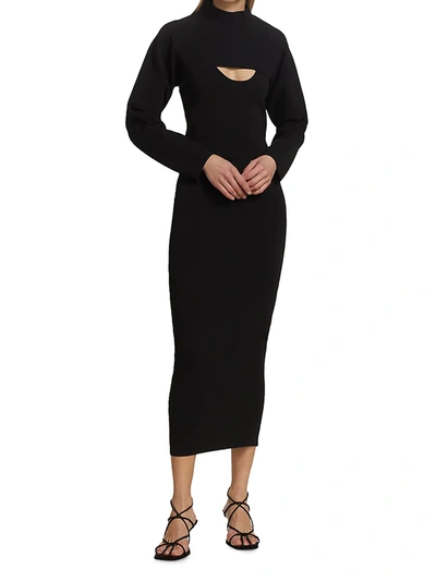 Shop Nanushka Noa Optional Sleeves Midi-dress In Black