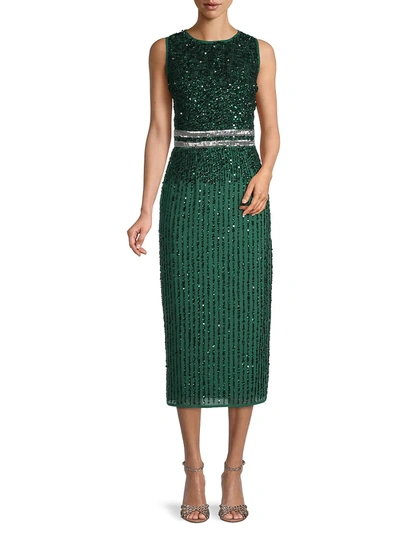 Shop Mac Duggal Women's Allover Sequin Sheath Dress In Deep Emerald