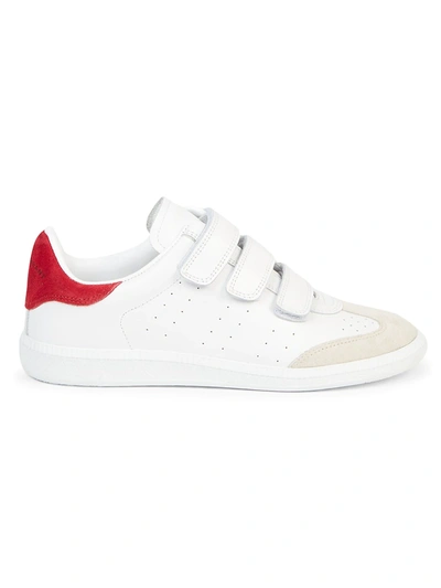 Shop Isabel Marant Grip-tape Leather Sneakers In Red