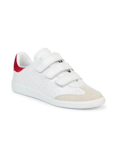 Shop Isabel Marant Grip-tape Leather Sneakers In Red