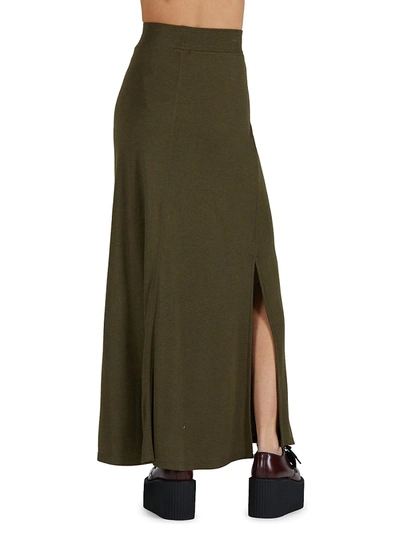 Shop Atm Anthony Thomas Melillo Jersey Maxi Skirt In Olive Heather