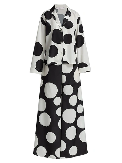 Shop Carolina Herrera Women's Contrast Dot 2-piece Pajama Set In Black White