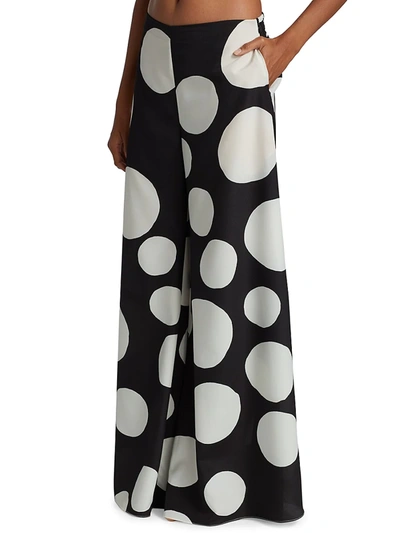 Shop Carolina Herrera Women's Contrast Dot 2-piece Pajama Set In Black White