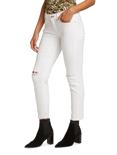 Shop Rag & Bone Women's Dre Low-rise Distressed Stretch Slim-fit Boyfriend Jeans In White
