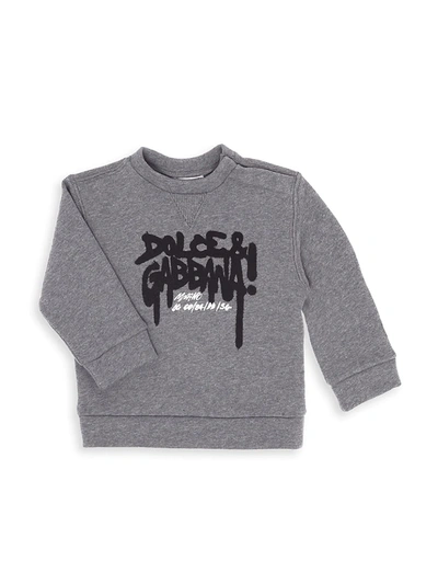 Shop Dolce & Gabbana Baby's Dripping Logo Crewneck Sweatshirt In Grey