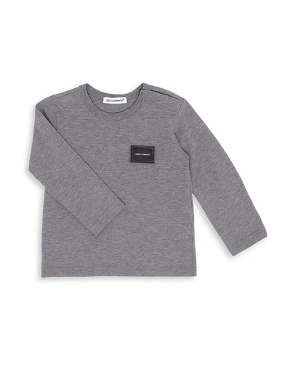 Shop Dolce & Gabbana Baby's Crew Neck Logo Patch Sweatshirt In Grey