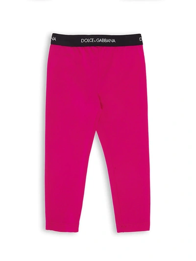 Shop Dolce & Gabbana Little Girl's & Girl's Cotton Brand Leggings In Pink