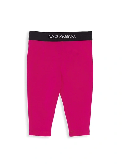 Shop Dolce & Gabbana Baby Girl's Logo Waistband Legging In Pink