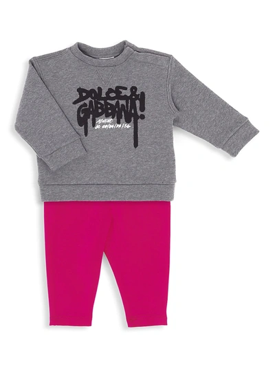 Shop Dolce & Gabbana Baby Girl's Logo Waistband Legging In Pink