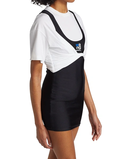 Shop Alexander Wang T Hybrid Twist T-shirt Racerback Dress In White Black