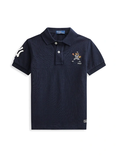 Ralph Lauren Polo Boys' Mlb New York Yankees Cotton Polo Shirt - Little Kid  In Aviator Navy
