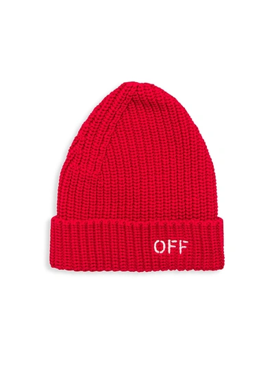 Shop Off-white Kid's Stamp Beanie In Red