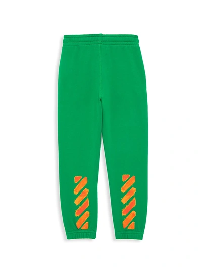 Shop Off-white Little Kid's & Kid's Script Logo Sweatpants In Green Orange