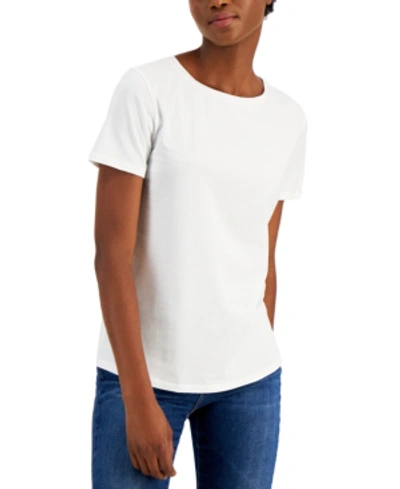 Shop Weekend Max Mara Solid Crewneck T-shirt In Bianco