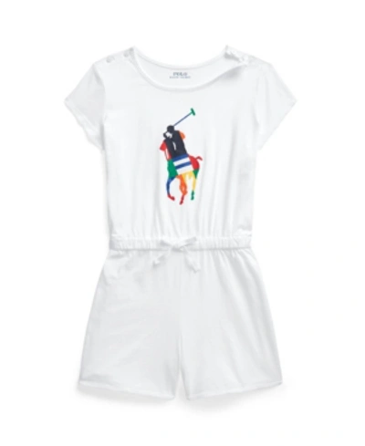 Shop Polo Ralph Lauren Big Girls Big Pony Jersey Romper In White