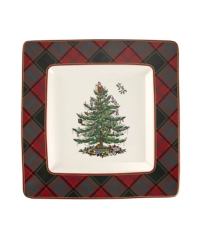 Shop Spode Christmas Tree Tartan Square Platter In White Multi
