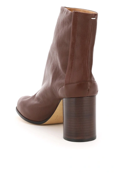 Shop Maison Margiela Tabi Leather Boots In Brown