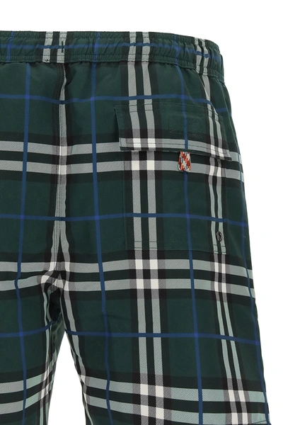 Shop Burberry Swim Trunks With Check Print In Green