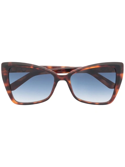Shop Karl Lagerfeld Cat Eye-frame Tortoiseshell Sunglasses In Braun