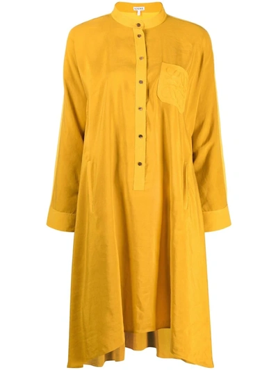 Shop Loewe Band-collar Long-sleeve Shirt Dress In Gelb
