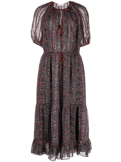 Shop Ulla Johnson Berenice Silk Midi Dress In Mehrfarbig