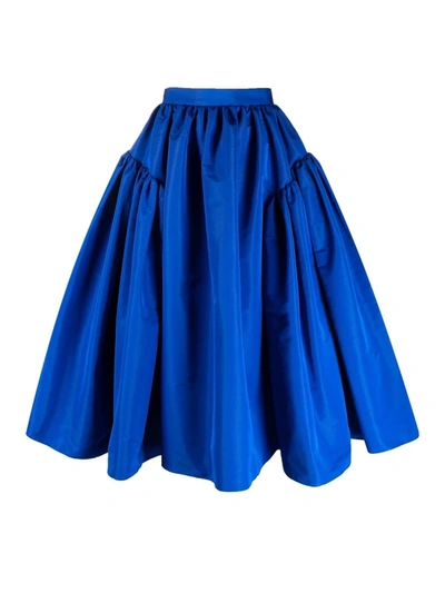 Shop Alexander Mcqueen Exploded Pleated Midi Skirt In Blau