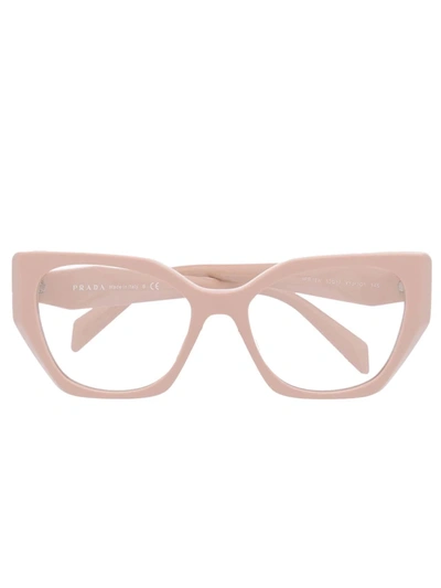 Shop Prada Geometric-framed Glasses In Nude