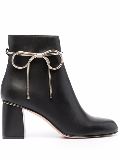 Shop Redv Bow-detail Almond-toe Ankle Boots In Schwarz
