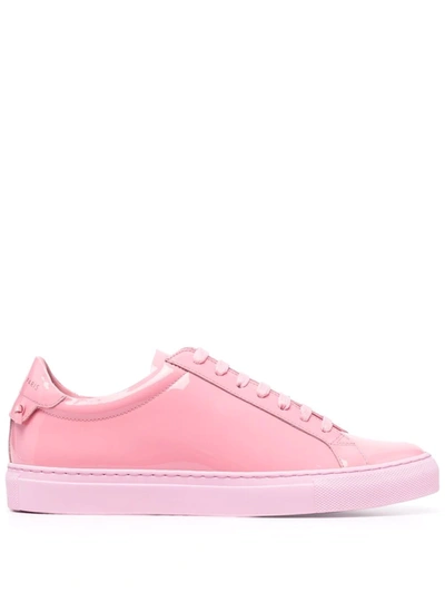 Shop Givenchy Logo-print Patent Leather Sneakers In Rosa
