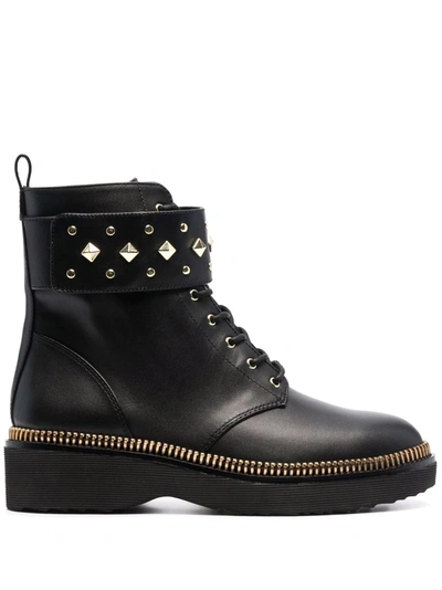 Shop Michael Michael Kors Haskell Spike-strap Leather Boots In Schwarz