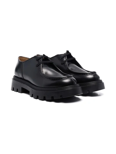 Shop Gallucci Teen Round-toe Leather Loafers In 黑色