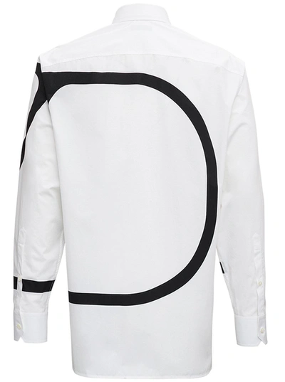 Shop Valentino Cotton Poplin Shirt With V Logo Print In White