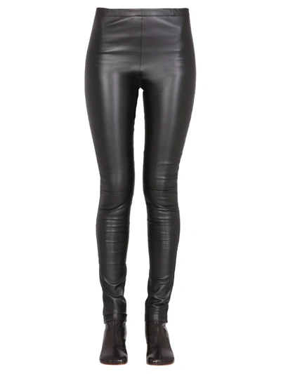 Shop Mm6 Maison Margiela Faux Leather Leggings In Black