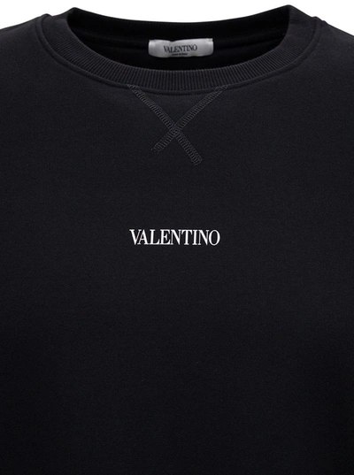 Shop Valentino Black Cotton Sweatshirt With Logo Print