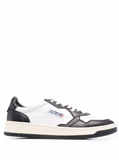 Shop Autry White And Black Leather Sneakers In White/black