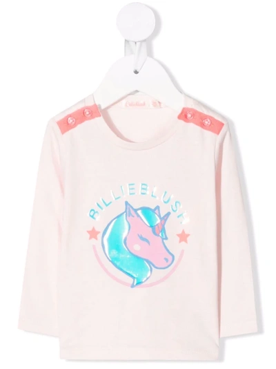 Shop Billieblush Unicorn Logo Print T-shirt In Pink