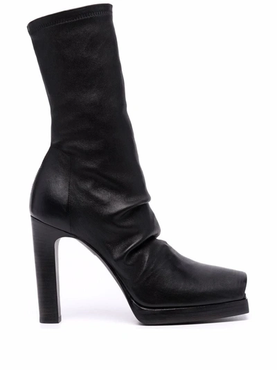 Shop Rick Owens Cheri Square-toe Leather Ankle Boots In Schwarz