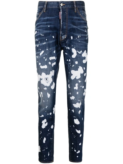 Shop Dsquared2 Bleached-effect Skinny Jeans In Blau