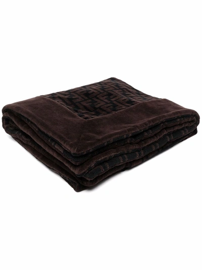 Shop Fendi Ff-pattern Beach Towel In Braun