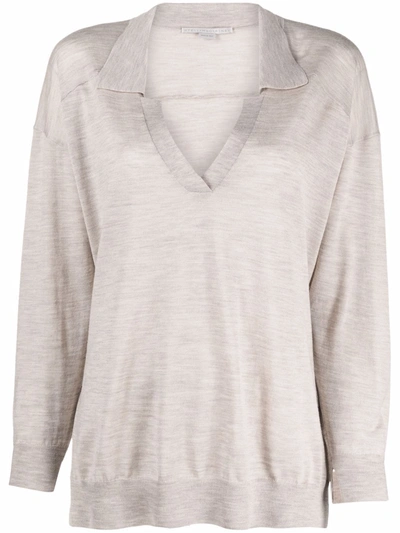 Shop Stella Mccartney V-neck Knitted Polo Top In Nude