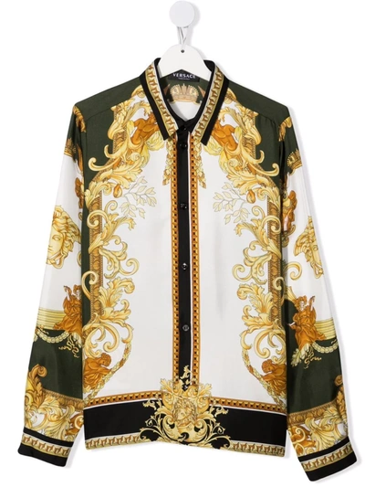 Shop Versace Baroque-print Shirt In Neutrals