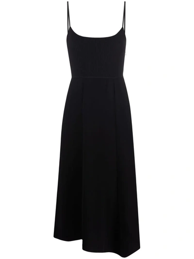 Shop Theory Asymmetric Flared Midi Dress In Black