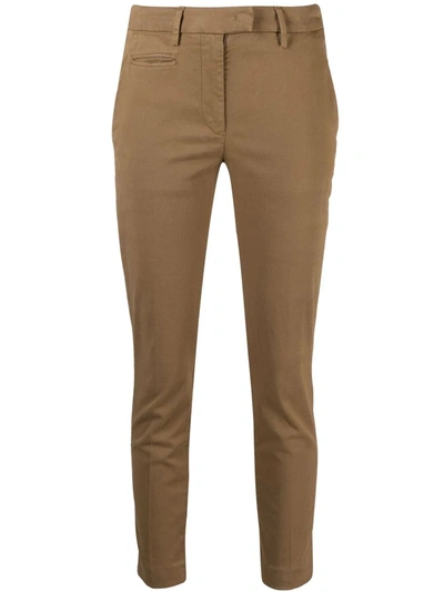 Shop Dondup Skinny-cut Cotton Trousers In 褐色