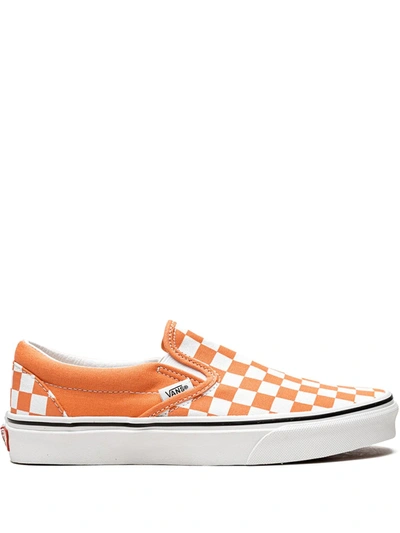 Shop Vans Classic Slip-on Checkerboard "cadmium Orange" Sneakers