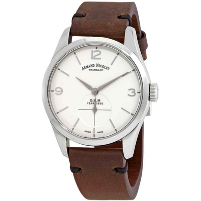 Shop Armand Nicolet Lb6 Hand Wound Silver Dial Mens Watch A134aaa-ag-p140mr2 In Brown,silver Tone