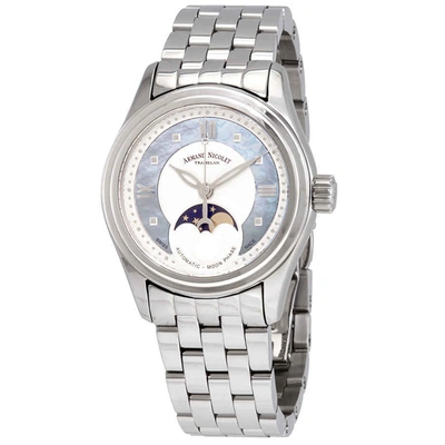 Shop Armand Nicolet M03-2 Automatic Ladies Watch A153aaa-ak-ma150 In Mother Of Pearl,silver Tone