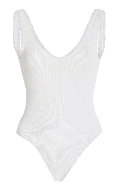 Shop Bondeye Women's Mara Crinkled One-piece Swimsuit In White,red