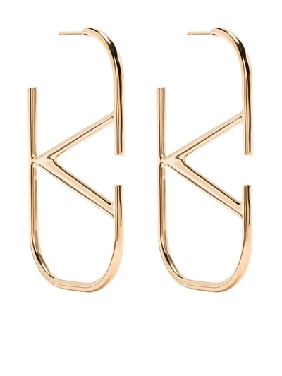 Shop Valentino Vlogo Drop Earrings In Gold